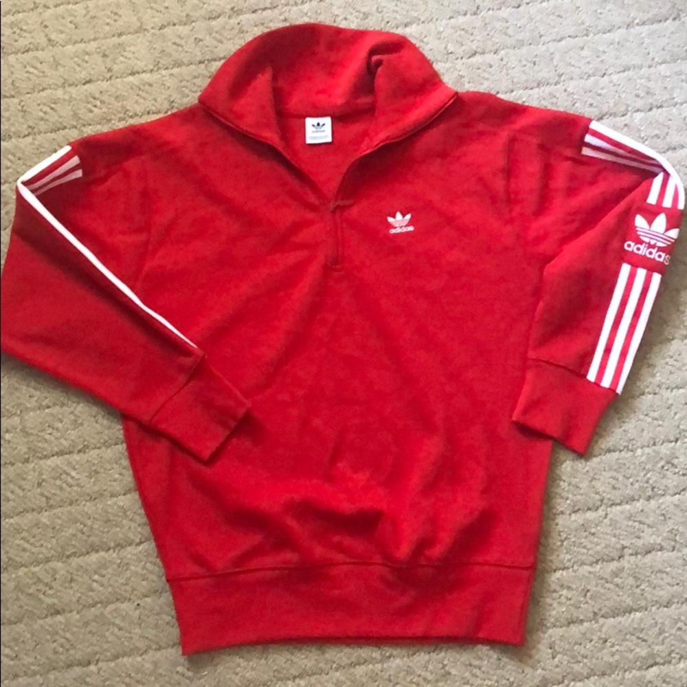 Adidas red quarter zip sweatshirt medium